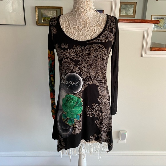 Desigual Tops - DESIGUAL Black Print Tunic Medium